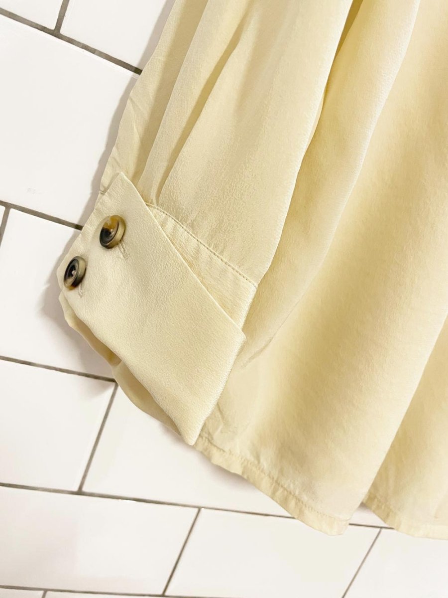 vintage 00s olsen 100% silk rolled cuff blouse - good market thrift store