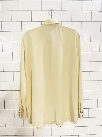 vintage 00s olsen 100% silk rolled cuff blouse - good market thrift store