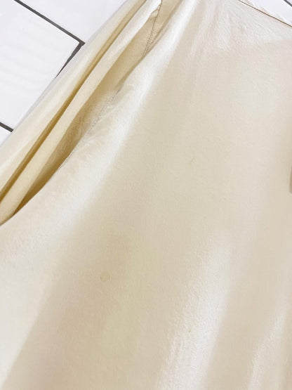 vintage 00s olsen 100% silk rolled cuff blouse - good market thrift store