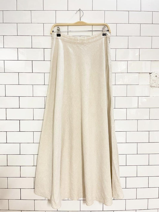 vintage 00s orvis 100% linen a - line full maxi skirt - good market thrift store
