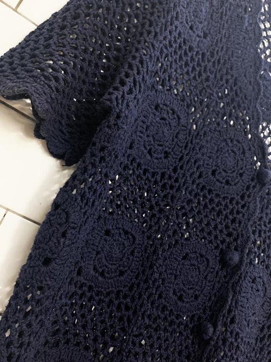 vintage 00s penmans loose knit crochet full button cardigan - good market thrift store