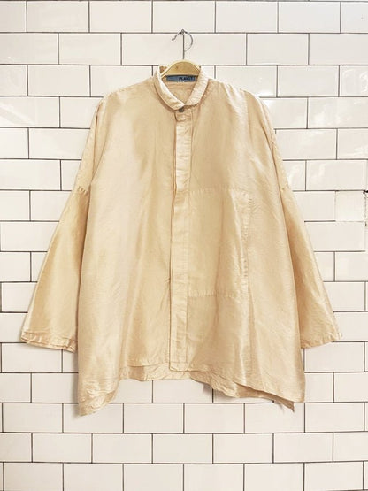 vintage 00s planet oversized sateen boxy full button blouse - good market thrift store