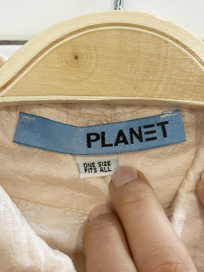 vintage 00s planet oversized sateen boxy full button blouse - good market thrift store