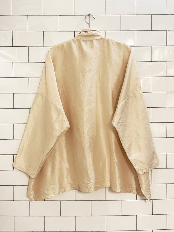 vintage 00s planet oversized sateen boxy full button blouse - good market thrift store