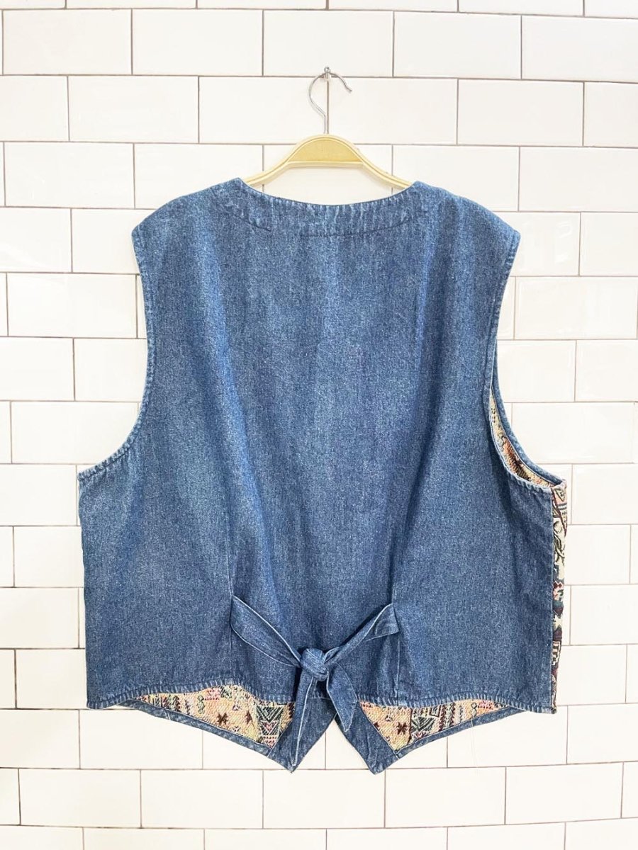 vintage 00s plus preferred woven tapestry denim vest - good market thrift store
