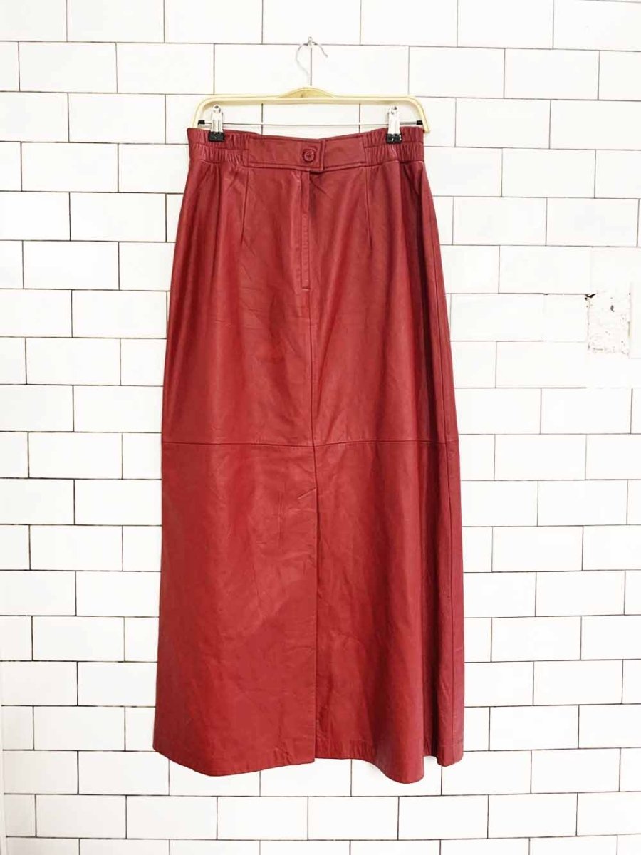 vintage 00s preston & york leather back slit maxi skirt - good market thrift store