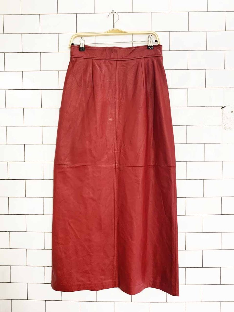 vintage 00s preston & york leather back slit maxi skirt - good market thrift store