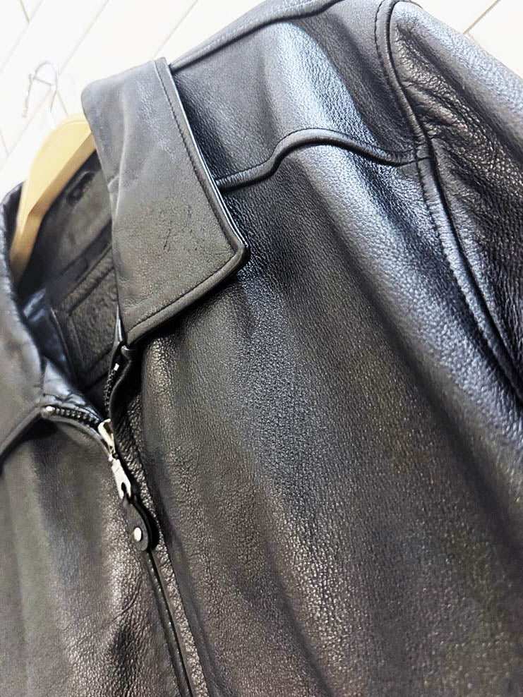 vintage 00s profilo classics leather minimal zip jacket - good market thrift store