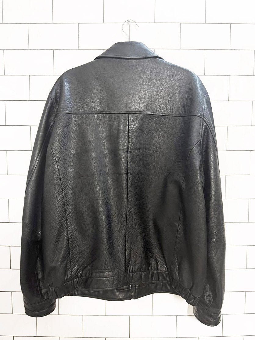 vintage 00s profilo classics leather minimal zip jacket - good market thrift store