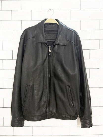 vintage 00s profilo classics leather minimal zip jacket - good market thrift store