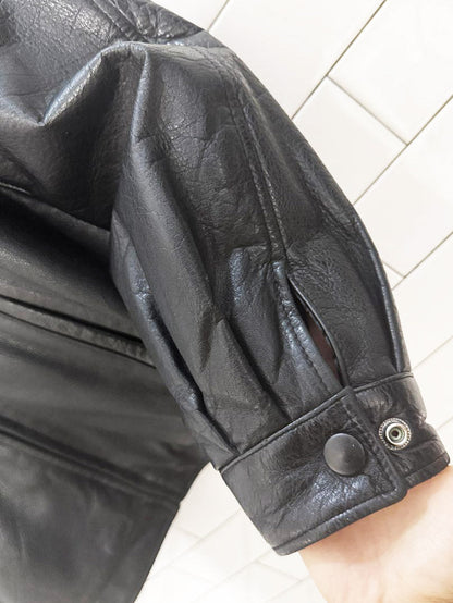 vintage 00s profilo classics leather minimal zip jacket - good market thrift store