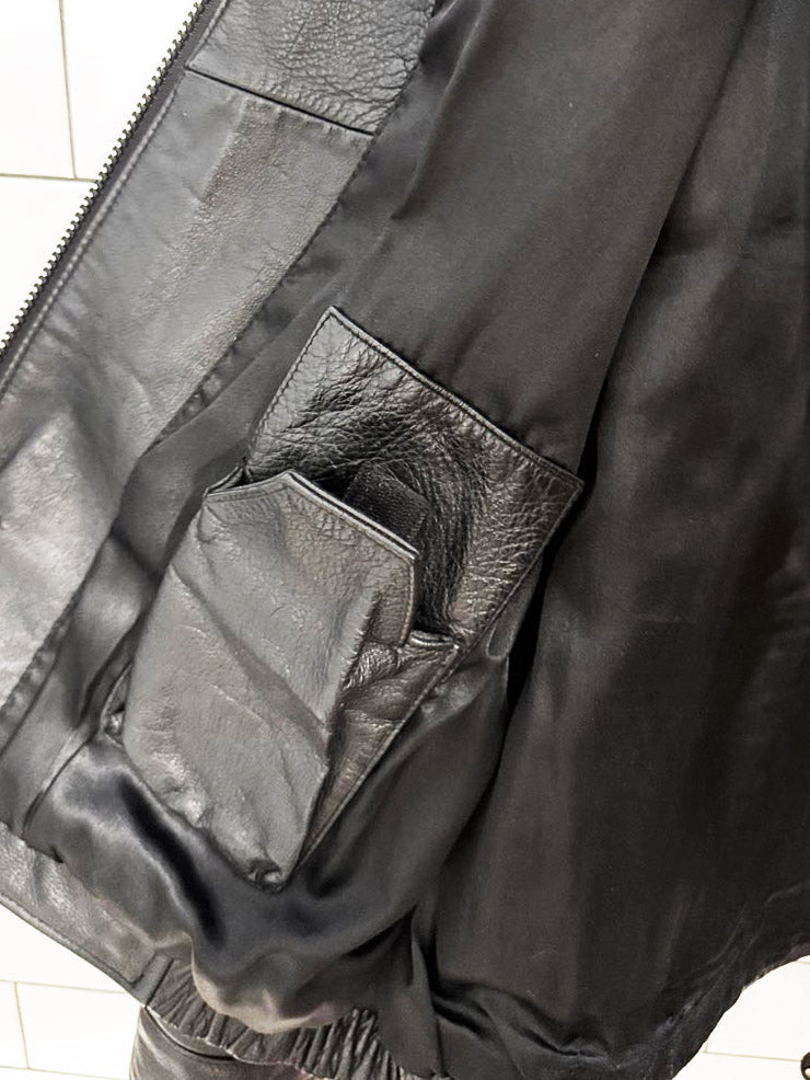 vintage 00s profilo classics leather minimal zip jacket - good market thrift store