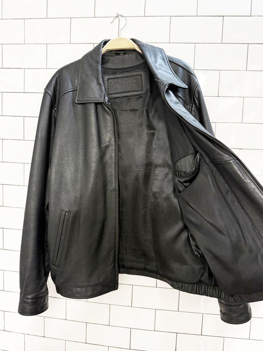 vintage 00s profilo classics leather minimal zip jacket - good market thrift store