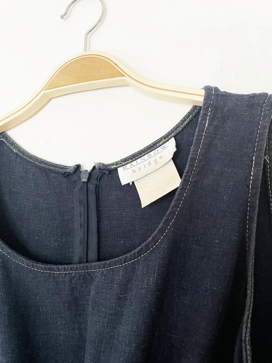 vintage 00s rainbow bridge linen-blend floral denim maxi dress | made in Canada - good market thrift store