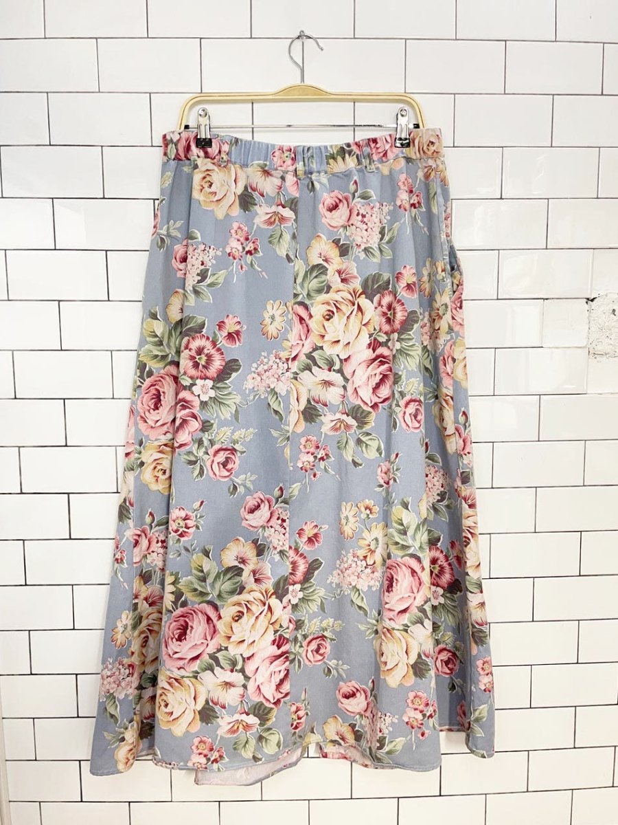 vintage 00s red ridge mountain outfitters floral denim full country maxi skirt - good market thrift store
