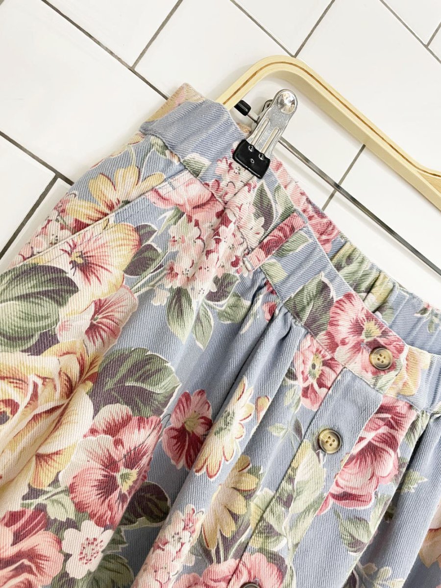 vintage 00s red ridge mountain outfitters floral denim full country maxi skirt - good market thrift store