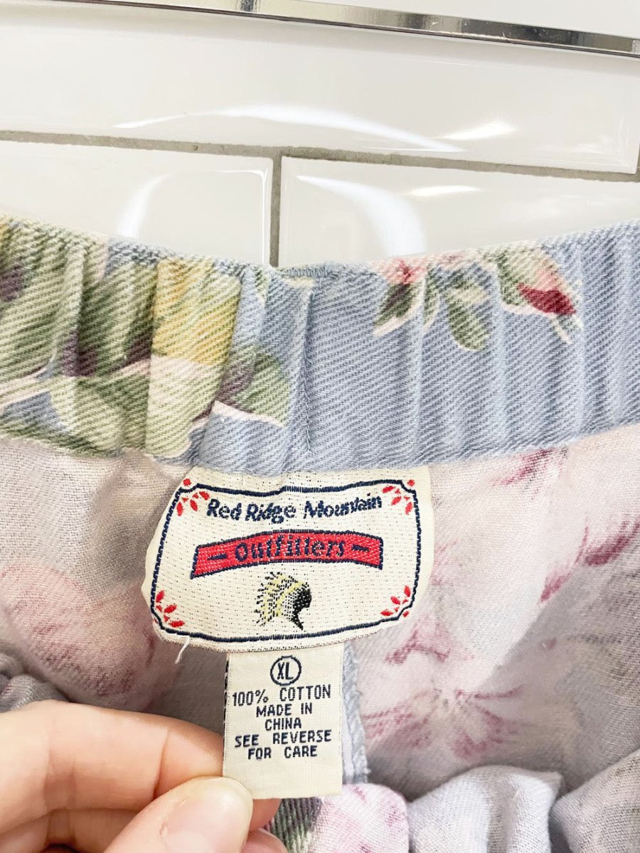 vintage 00s red ridge mountain outfitters floral denim full country maxi skirt - good market thrift store