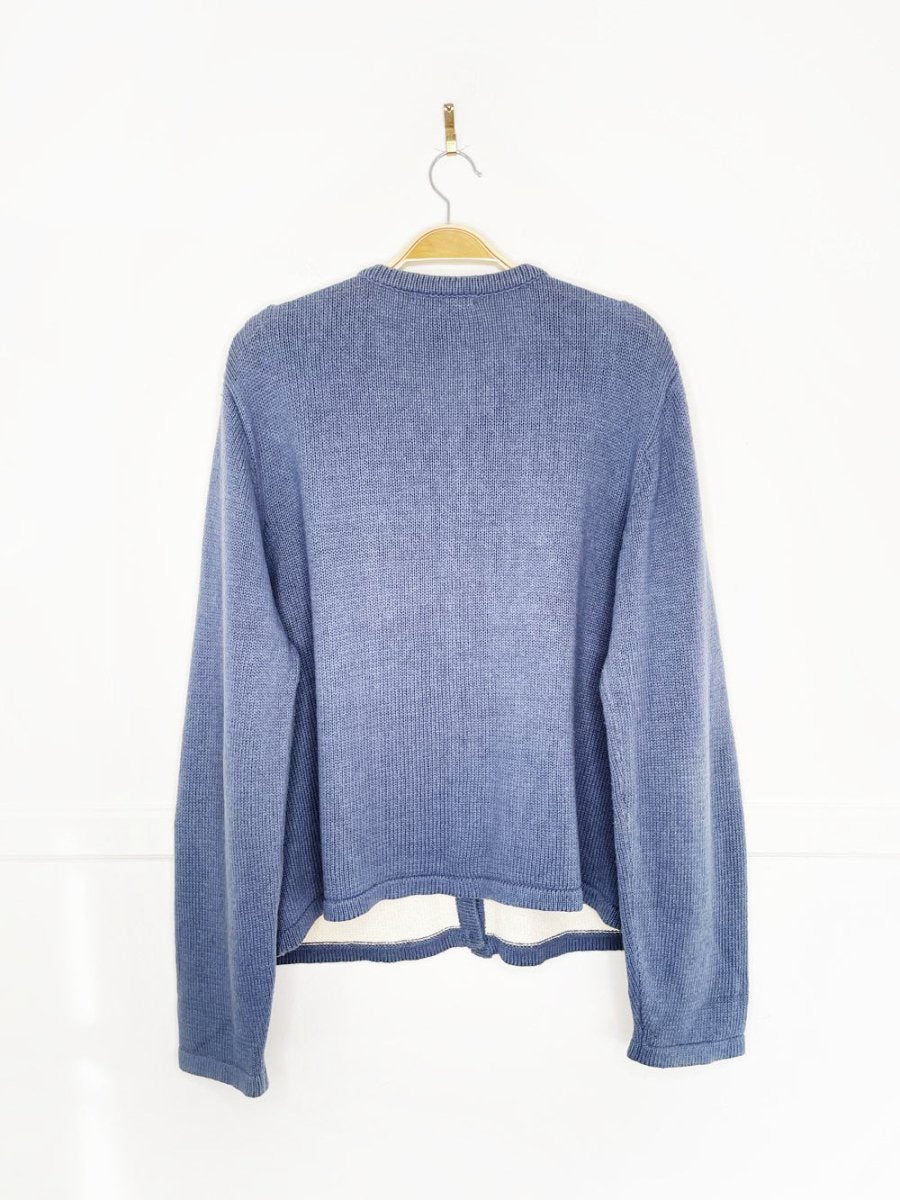 vintage 00s reference point new york holiday skaters knit cardigan - good market thrift store