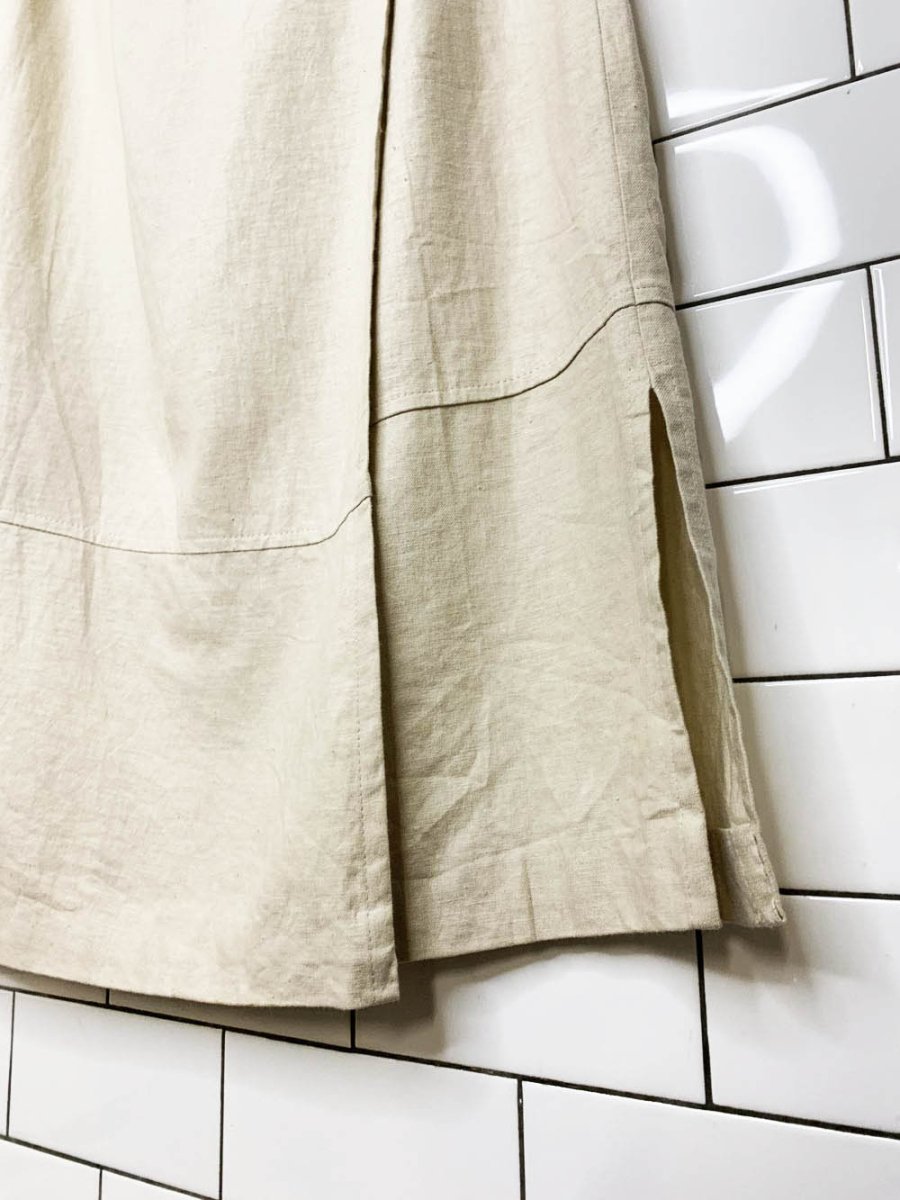 vintage 00s reitmans linen - blend maxi wrap skirt - good market thrift store