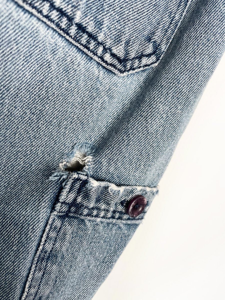 vintage 00s retreat distressed long denim tie waist shorts - good market thrift store