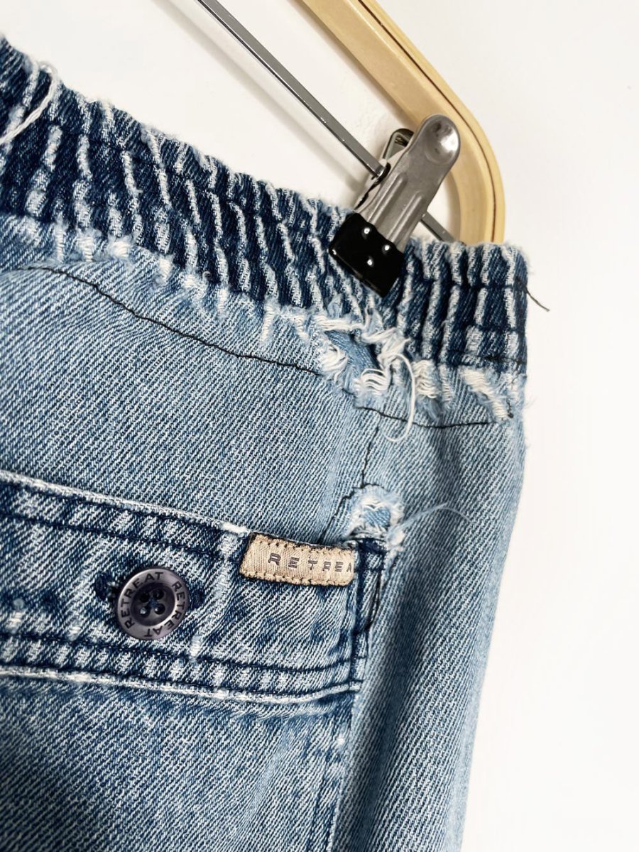 vintage 00s retreat distressed long denim tie waist shorts - good market thrift store