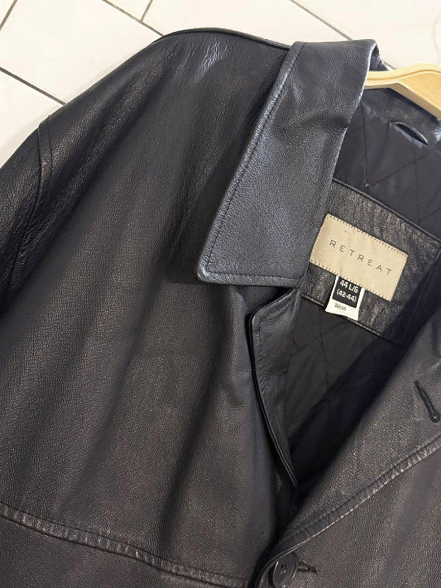 vintage 00s retreat full button leather jacket - good market thrift store