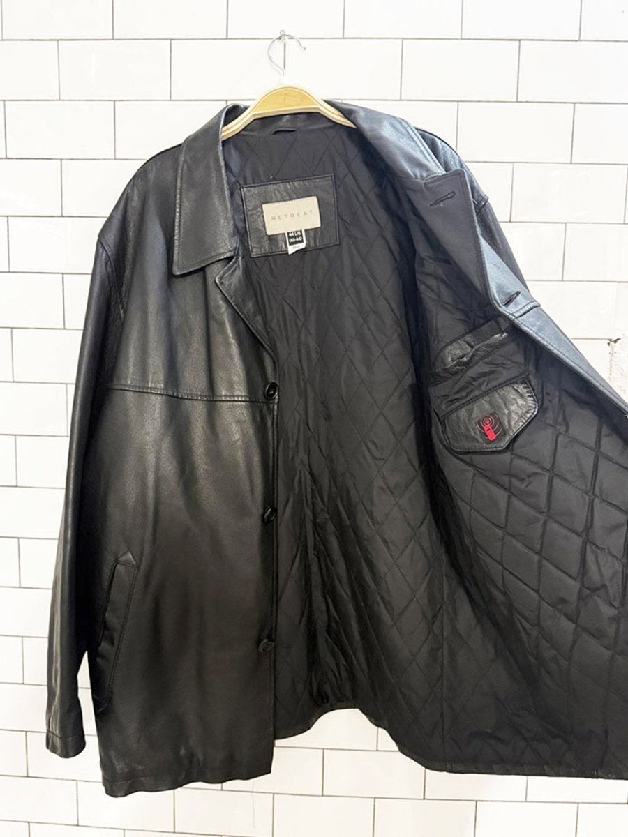 vintage 00s retreat full button leather jacket - good market thrift store