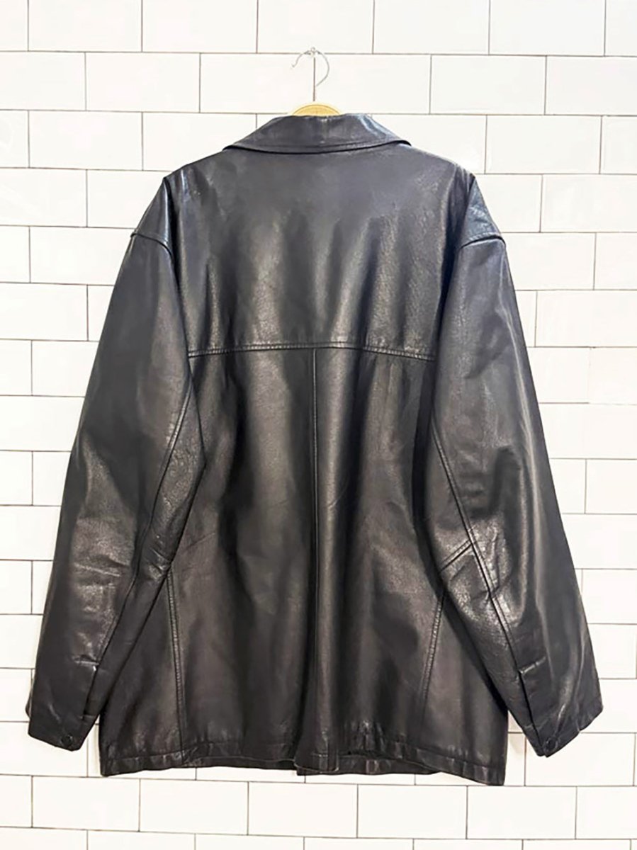 vintage 00s retreat full button leather jacket - good market thrift store