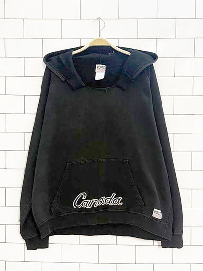 vintage 00s roots embroidered canada hooded sweatshirt | made in Canada - good market thrift store