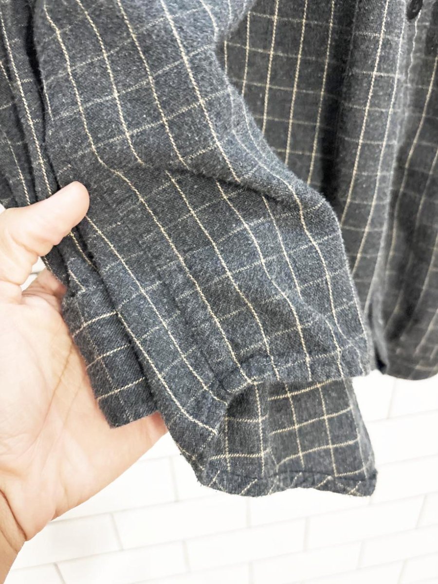 vintage 00s roots jeans windowpane plaid flannel shirt - good market thrift store