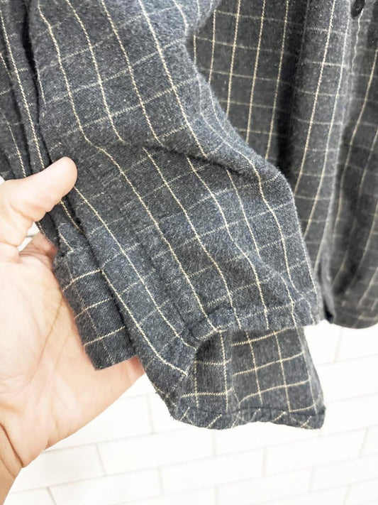 vintage 00s roots jeans windowpane plaid flannel shirt - good market thrift store