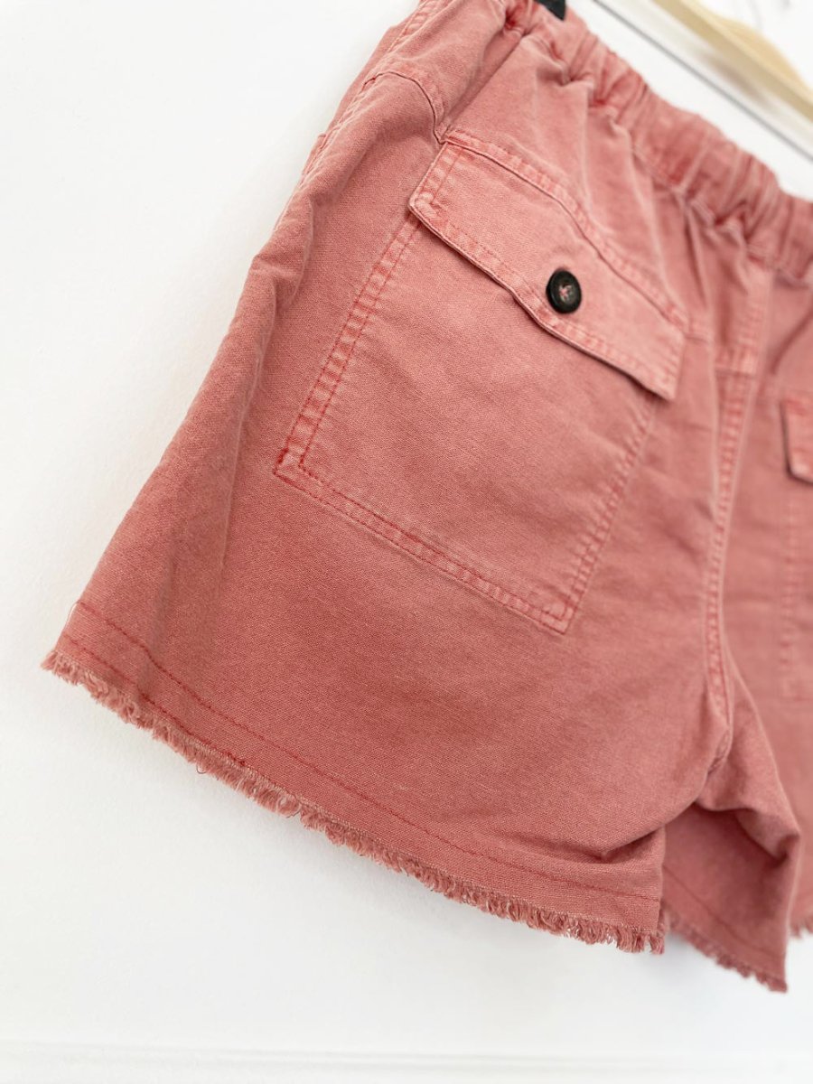 vintage 00s roots linen-blend raw hem drawstring shorts - good market thrift store