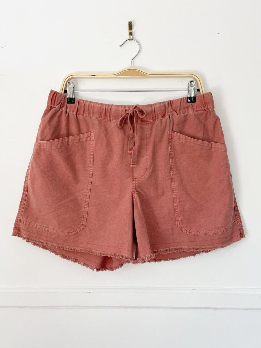 vintage 00s roots linen-blend raw hem drawstring shorts - good market thrift store