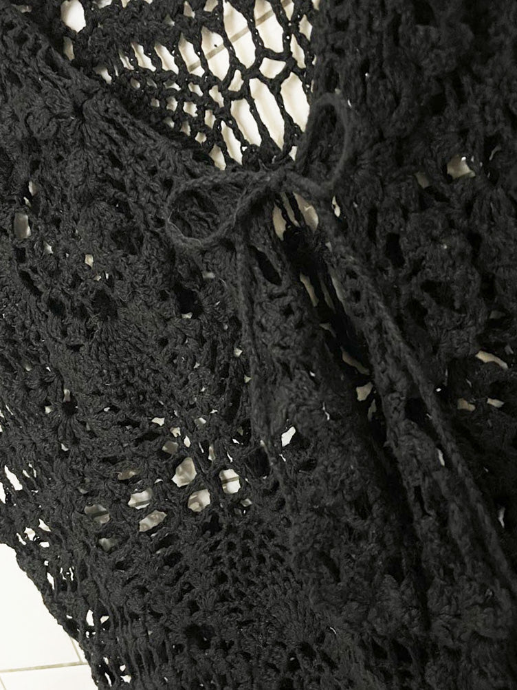 vintage 00s rue 21 ramie-blend crochet knit tie front vest top - good market thrift store