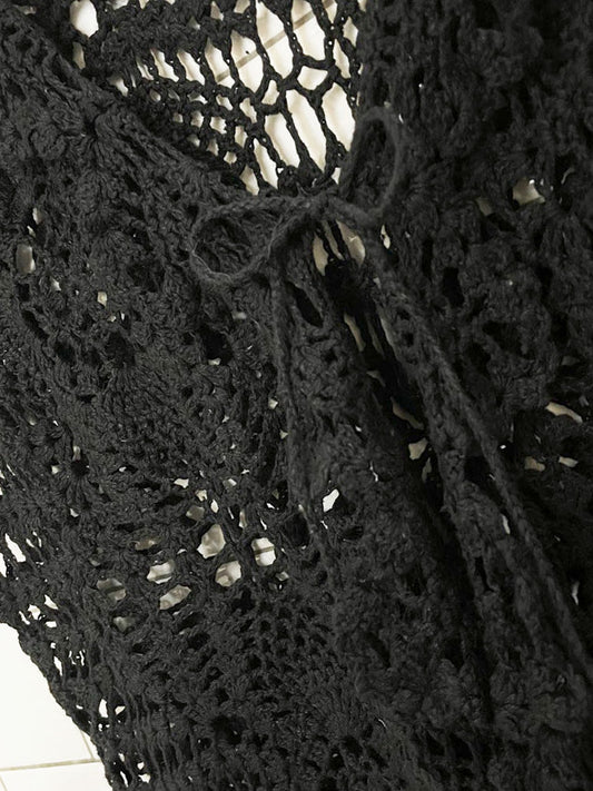 vintage 00s rue 21 ramie-blend crochet knit tie front vest top - good market thrift store