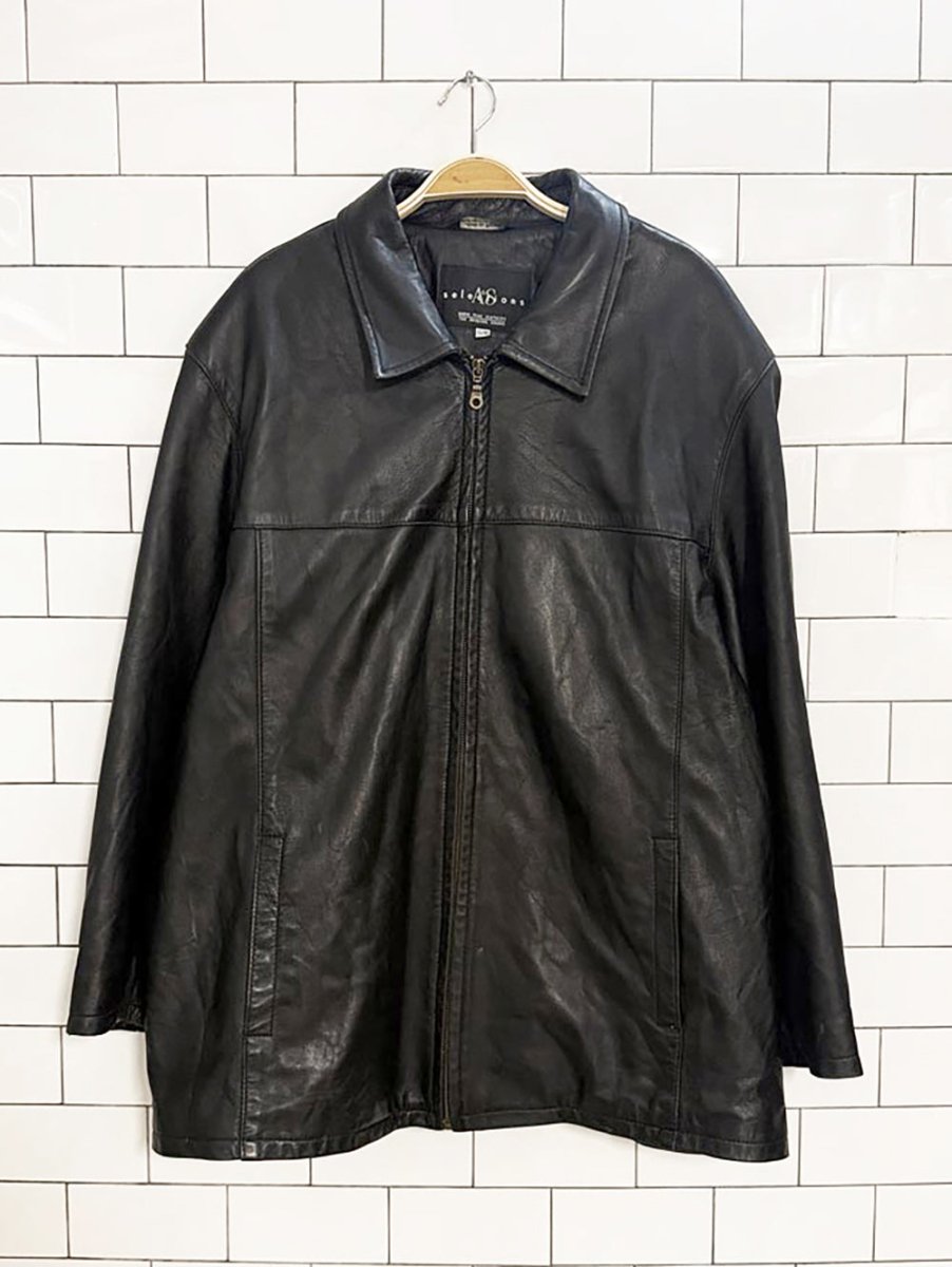 vintage 00s selections lamb leather full zip jacket | made in Canada - good market thrift store
