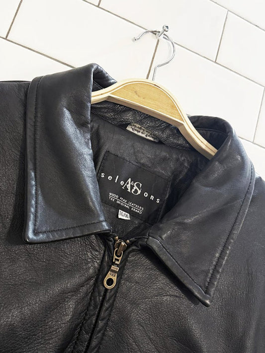 vintage 00s selections lamb leather full zip jacket | made in Canada - good market thrift store