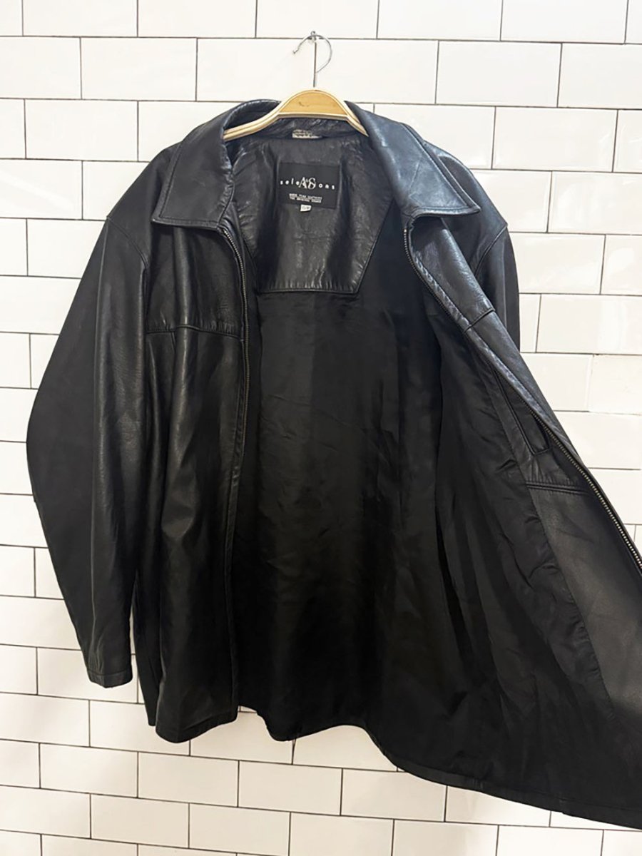 vintage 00s selections lamb leather full zip jacket | made in Canada - good market thrift store