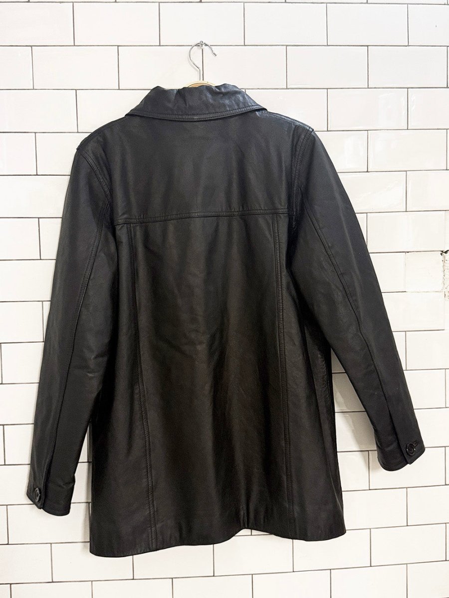 vintage 00s sequence leather full button jacket | quilted lining - good market thrift store