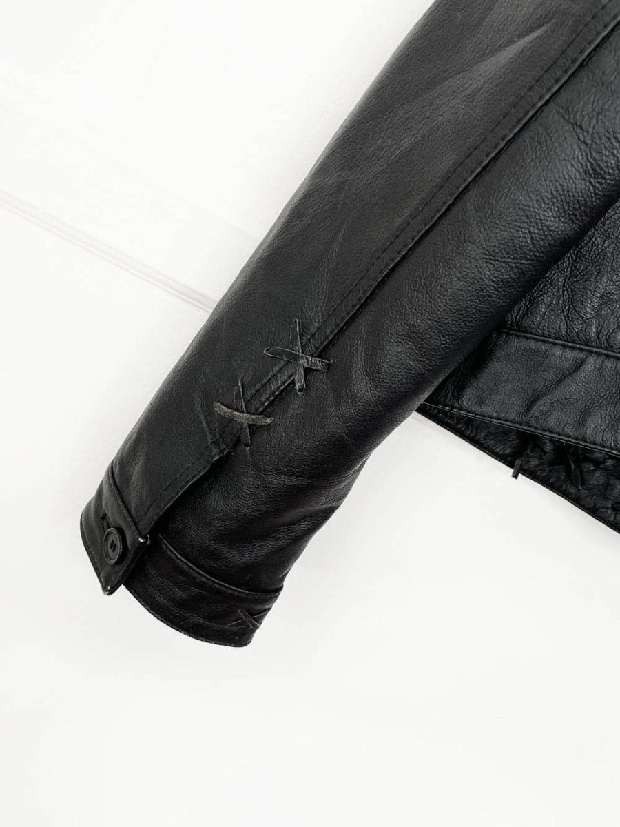 vintage 00s seventh avenue soft leather whipstitch trucker jacket | arrow - good market thrift store