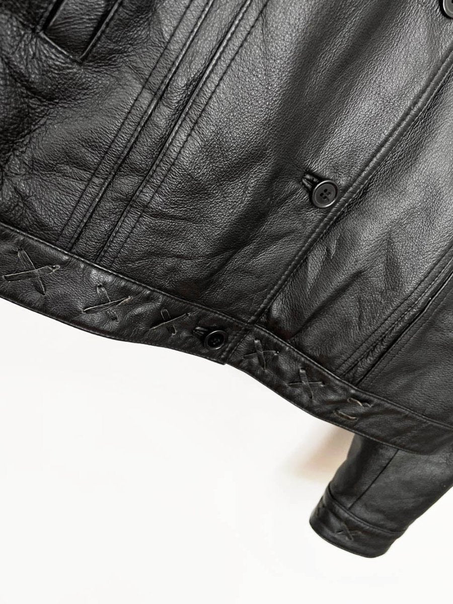 vintage 00s seventh avenue soft leather whipstitch trucker jacket | arrow - good market thrift store