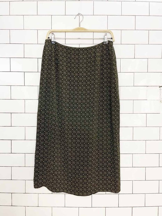 vintage 00s silk petite sophisticate 100% silk minimal midi skirt - good market thrift store