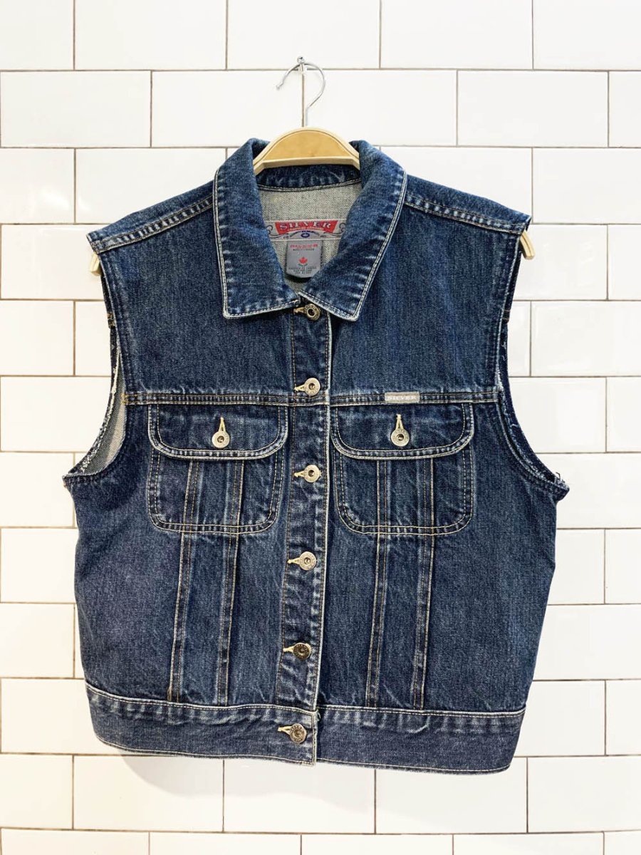 vintage 00s silver jeans cut off denim vest top | made in canada - good market thrift store