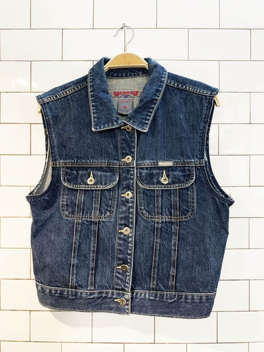 vintage 00s silver jeans cut off denim vest top | made in canada - good market thrift store