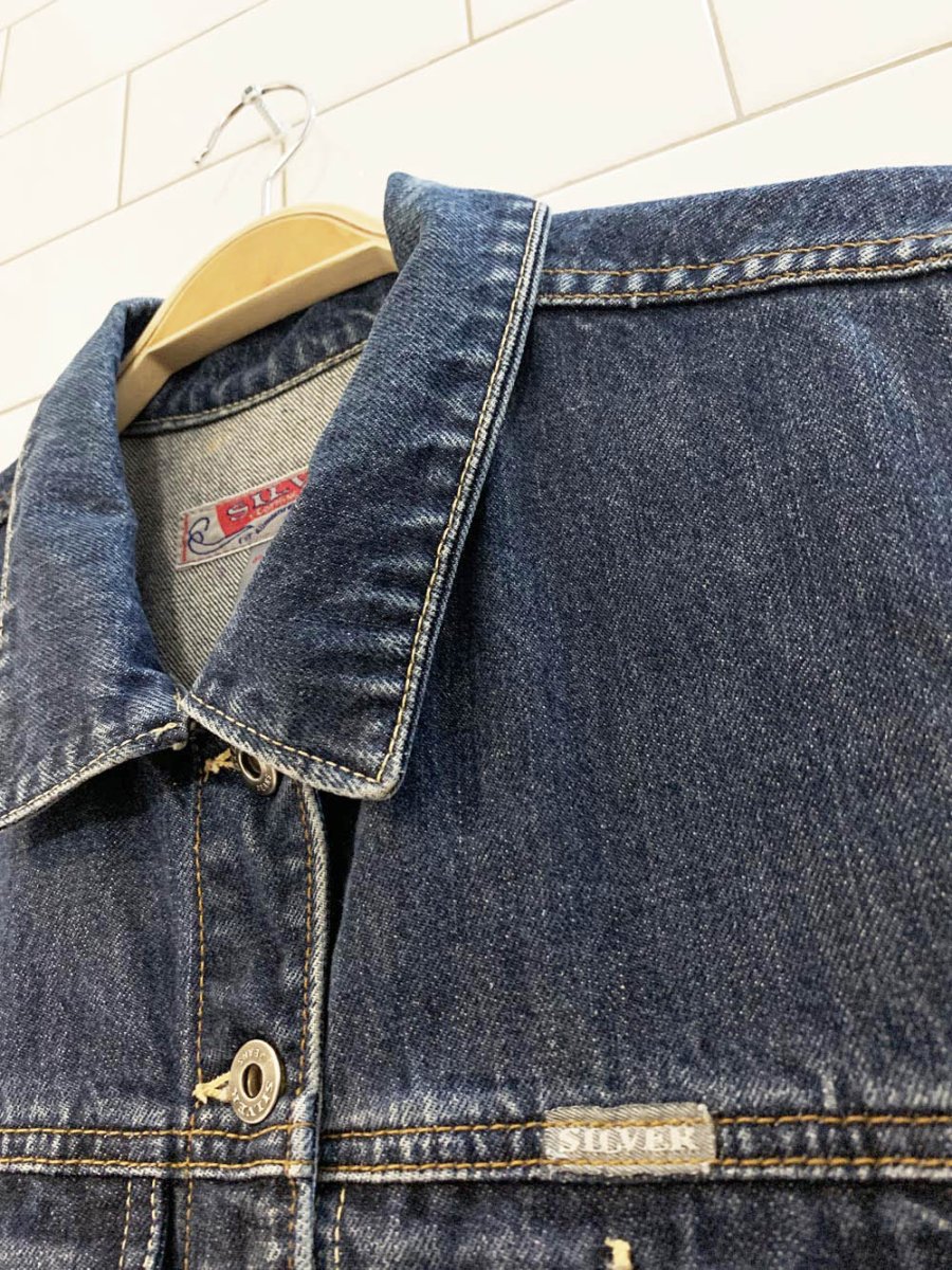 vintage 00s silver jeans cut off denim vest top | made in canada - good market thrift store
