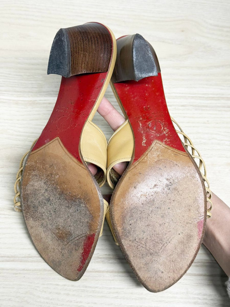vintage 00s sofia leather slip on heeled sandal | made in Italy - good market thrift store