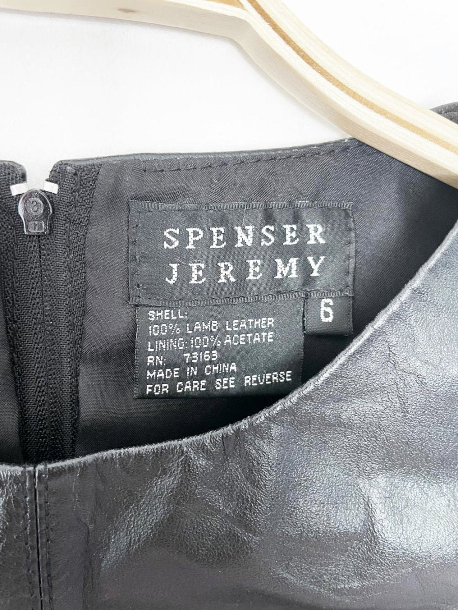vintage 00s spenser jeremy lamb leather fitted sleeveless mini dress - good market thrift store