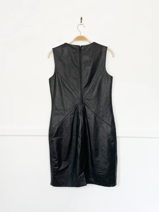 vintage 00s spenser jeremy lamb leather fitted sleeveless mini dress - good market thrift store