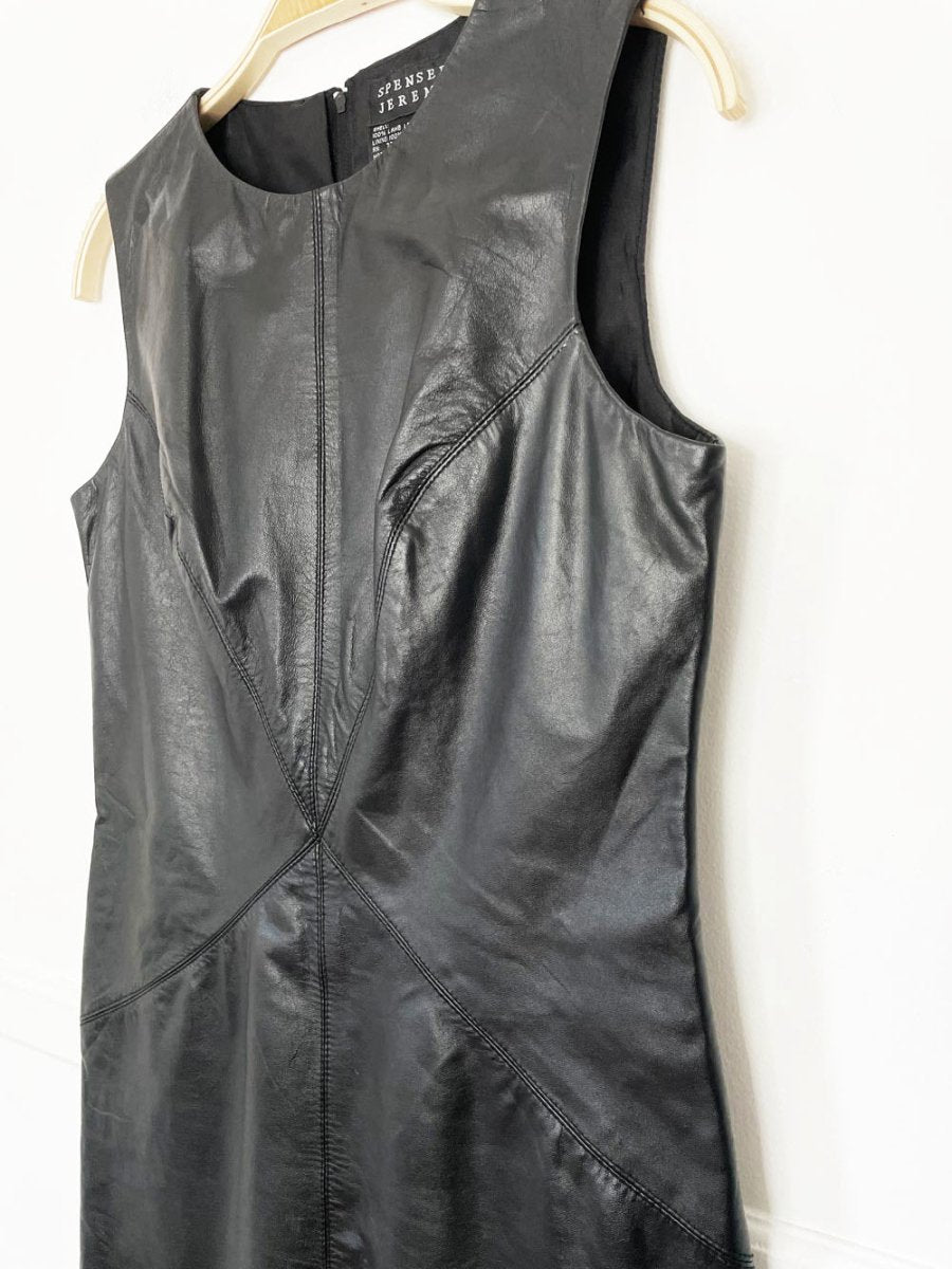 vintage 00s spenser jeremy lamb leather fitted sleeveless mini dress - good market thrift store