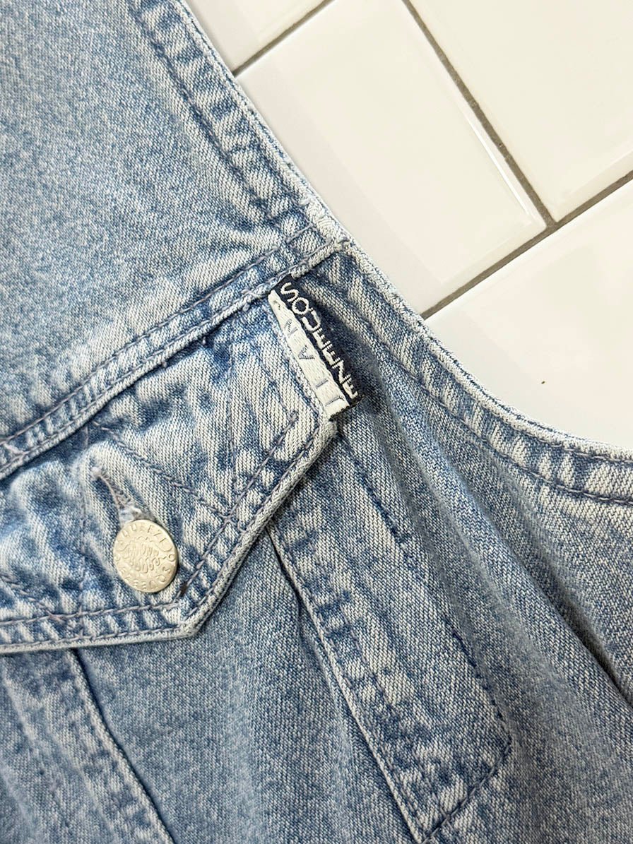 vintage 00s squeeze jeans sleeveless full button denim mini dress - good market thrift store